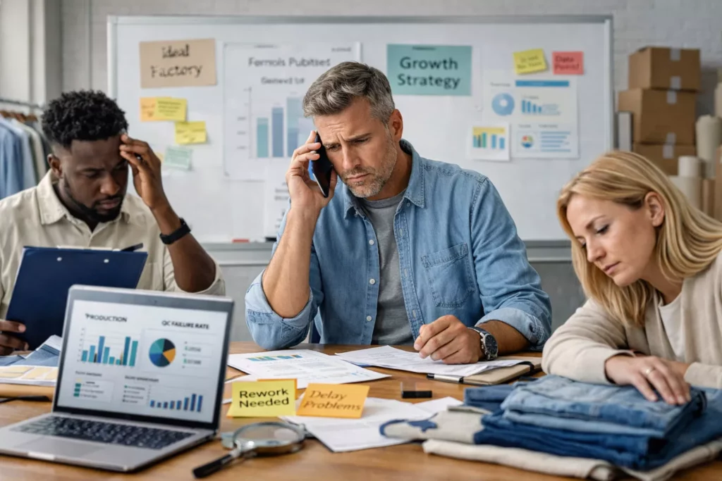 Founder and team overwhelmed by constant production follow-ups, QC corrections, and factory problem-solving instead of focusing on growth strategy